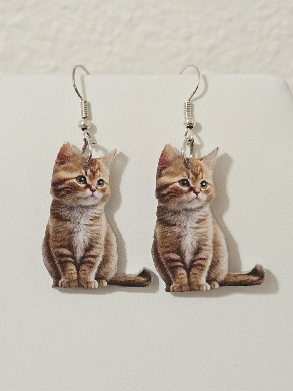 Pretty Orange Cat Tabby Kitten Dangle Earrings - Picture 5 of 16
